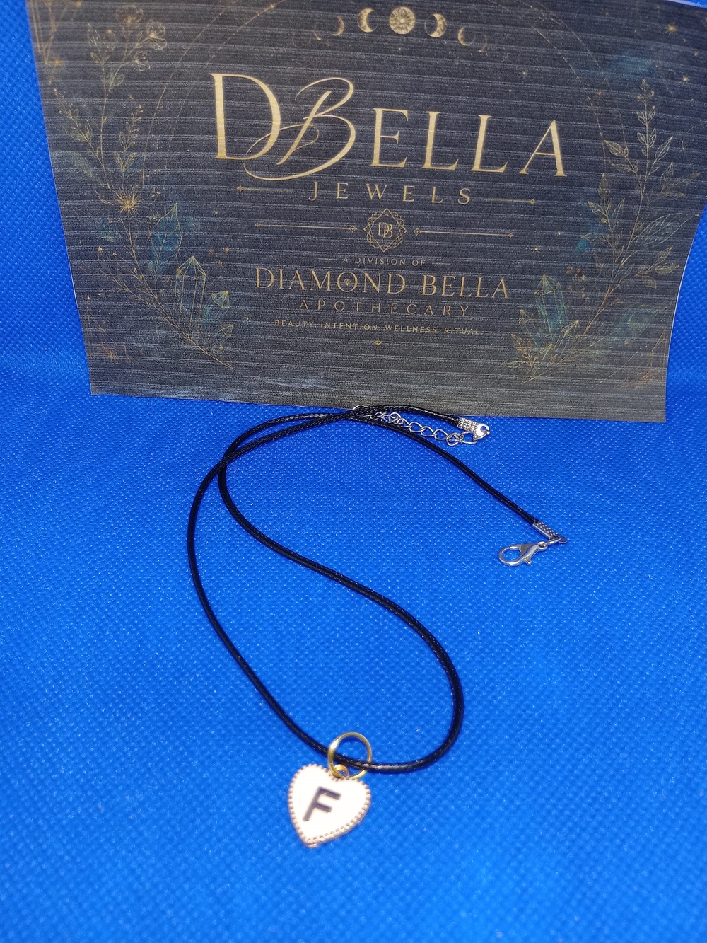 Heart Initial 'F' Pendant Necklace in White & Gold